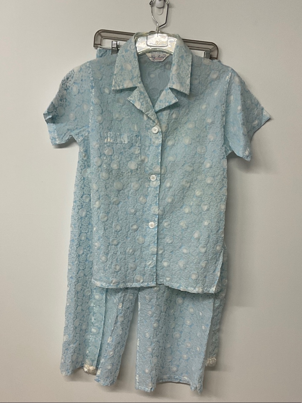 Vintage Lady Berkleigh Lt Blue/White Floral Blouse/Tie Belt/Wide Leg Pants 18-38